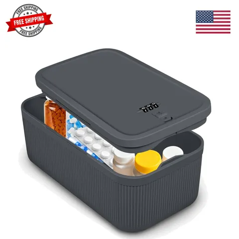 Small Lock Box,Lockable Storage Box with Combination Code for Medication Safe...