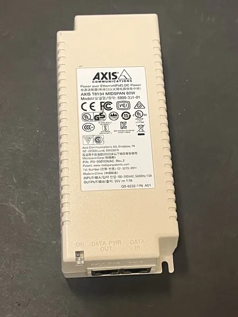 AXIS Communications 60W PoE DC Power Injector T8134 Midspan - 5900-331-01
