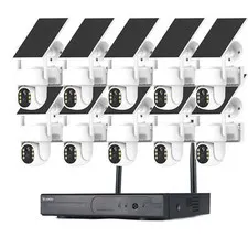 10 Sistema de cámara solar de seguridad inalámbrica CCTV de vigilancia del hogar