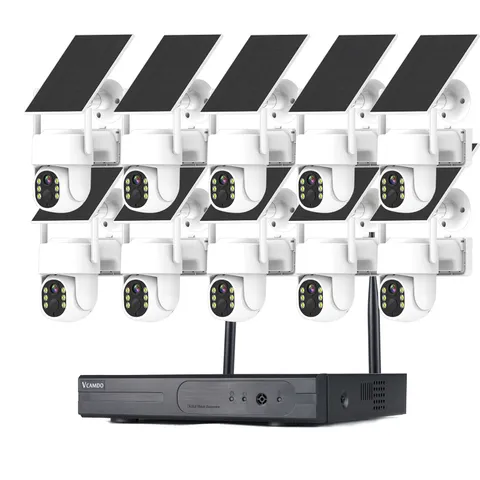 10 Sistema de cámara solar de seguridad inalámbrica CCTV de vigilancia del hogar