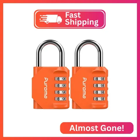 Puroma 2 Pack Combination Lock Locker 4 Digits Combo Padlock Gym Orange
