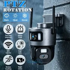 Dual Lens 4K 8MP WiFi Security Camera Zoom Outdoor Home Night Vision Smartcam
