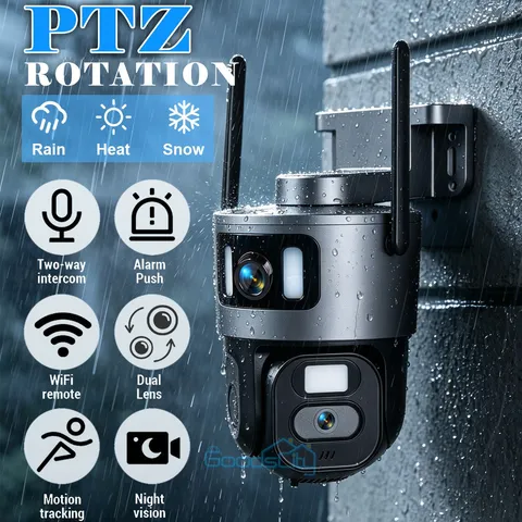 Dual Lens 4K 8MP WiFi Security Camera Zoom Outdoor Home Night Vision Smartcam