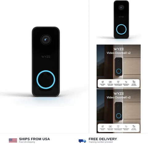 Wyze Video Doorbell v2, Wired, 2K Video, Two-Way Audio, Color Night Vision, C...
