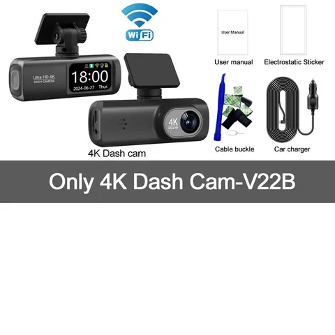UHD 4K WiFi Dash Cam Dual Lens Driving Recorder Car DVR Optional 1080P Rear Lens