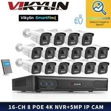 VIKYLIN SmartFind 8POE 16CH NVR System 24H Color MIC 5MP Security Camera MD Lot