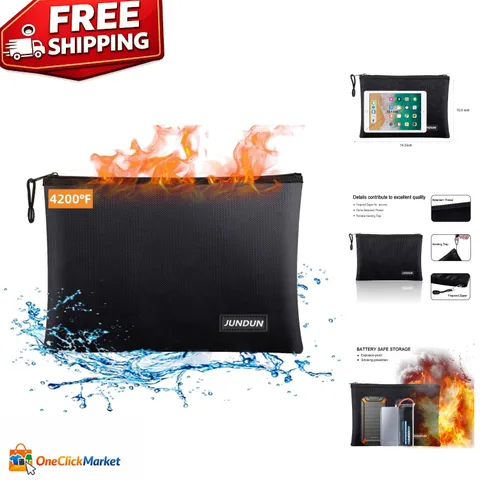 Large Fireproof Document Bag - 14.2”x10.0” Heat Resistant with Non-stick Finish