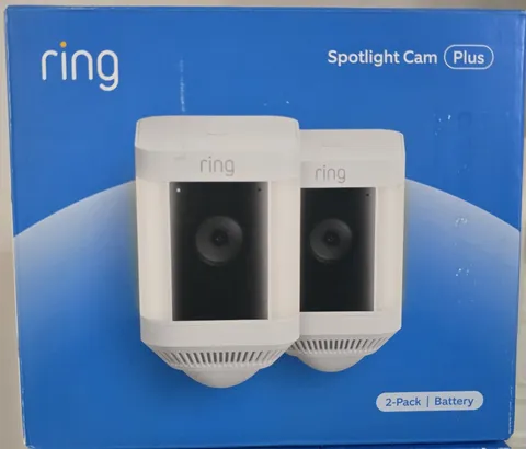 Ring Spotlight Cam Plus Camera Indoor/Outdoor Wireless + Battery - 2-Pack- White