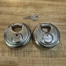ABUS Diskus 28/70 Padlock 2 Pack Stainless Steel Keyed Alike Disc Lock Germany