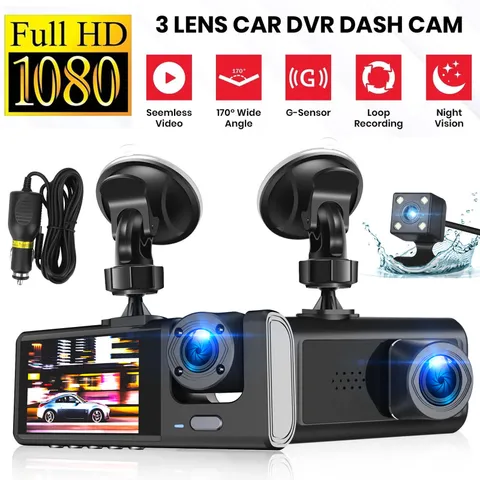 4K Dual Lens Car DVR Camera Dash Cam Front/Rear/Inside Video Recorder G-Sensor