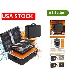 5200°F Fireproof Document Organizer with Lock - Portable, Water-Resistant Safety