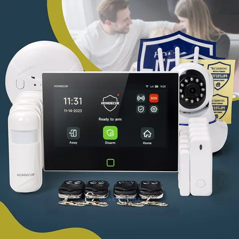 HOMSECUR Wireless WIFI 4G 2G LCD Home Security 7" Alarm System+4*PIR+Door Sensor