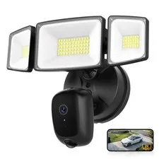 Hardwired Floodlight Camera Outdoor, Flood Light Security Cam Black