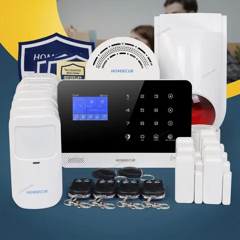 HOMSECUR Wireless WIFI 4G RFID LCD Burglar Alarm System with Red Flash Siren