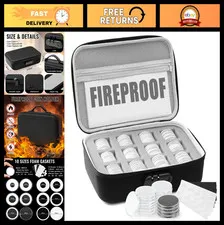 Fireproof Waterproof Coin Storage Box 96 Pcs Holder Capsule Case with Lock & Gas