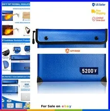 Fireproof Document Bag 5200F Heat Insulated Waterproof Money Safe 14.2x11 Inch