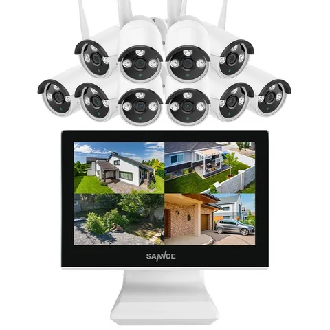 SANNCE 2K 10CH Wireless Security Camera System, 10x 3MP Cameras, 10.1" LCD NVR