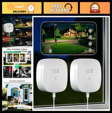 2-Pack 3K No Drill Indoor Window Security Cameras, Color Night Vision, WiFi, Mot
