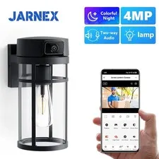 Jarnex Outdoor Porch Light Camera 2K PTZ WiFi Security Camera AI Human AA