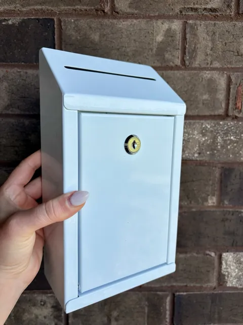 Locking Steel Cash Drop Box Wall Mount Money Deposit Box White