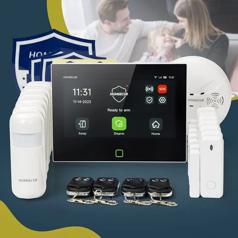 HOMSECUR Wireless WIFI 4G GSM SMS Autodial LCD Home Security 7" Alarm System