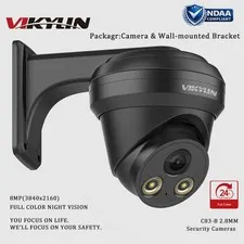 VIKYLIN 8MP 4K Full Color Night Vision IP Camera All Metal Wall-mounted Bracket