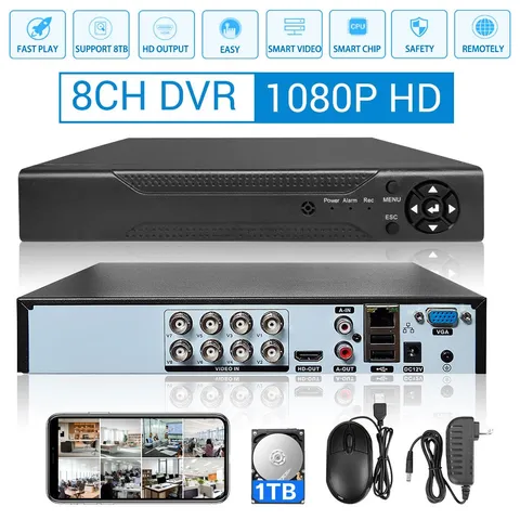 8CH 5MP Lite 1080P DVR Recorder for Outdoor Home Security Camera System CCTV 1TB