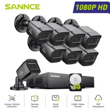 1080P Wired Security Camera System Outdoor with AI Human/Vehicle Detection,8Ch H