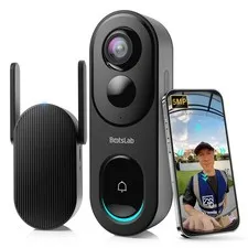 Doorbell Camera Wireless, 5MP Video Doorbell, 180°Panoramic View, No Monthly ...