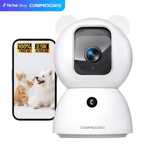 CINMOORE 2.5K Indoor Security Camera - No Subscription, Person & Pet Detection, 
