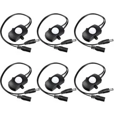 Hortsun 6 Pieces DC 5V-24V 5A PIR Motion Activated Sensor Light Switch black