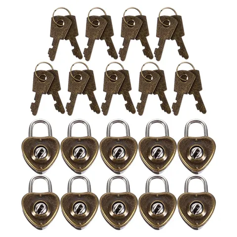 10Pcs Durable Heart Shape Padlocks Iron Security Locks for Home Cabinet Use