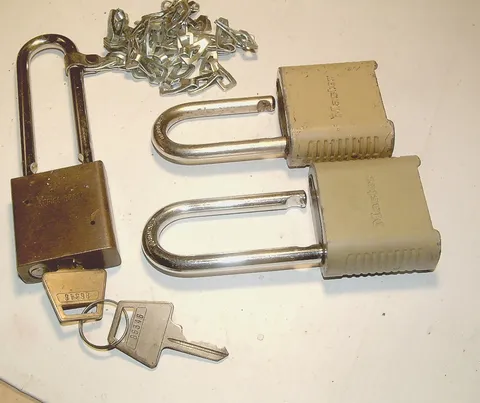 Three (3) Padlocks MASTER/AMERICAN Digital-Combination & Keyed