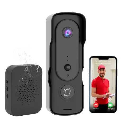 Wireless Doorbell Camera, 170° Ultra Wide Angle, Human Detection, 180 Days Ba...