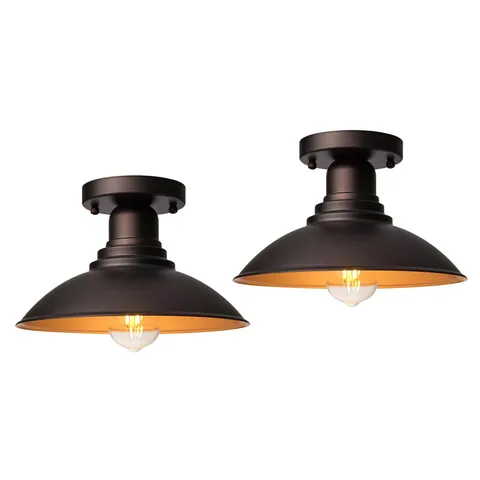 GOLDHILL 10.5" Outdoor Semi Flush Mount 2 Pack Flush, Bronze with Gold