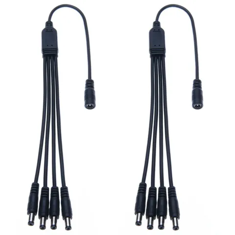 2PCS CCTV Security Camera 2.1mm 1 to 4 Port Power Splitter Cable Pigtails 12V DC