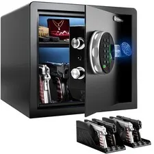 20LB Biometric 4 Pistols Safe with Fingerprint Lock, 3-8 Digit PIN