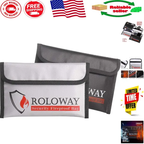 2-Pack Fireproof & Water-Resistant Bags 5x8 Inches for Cash, Jewelry & More