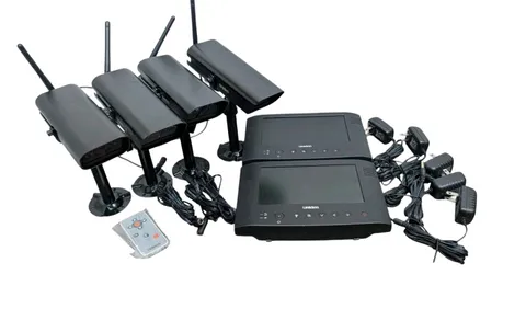 Uniden UDW20055 Monitors (2) UDWC25 Cameras (4) Security System Bundle Lot L