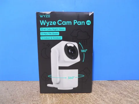 Wyze Cam Pan V4 Plug-In 4K Color Night Vision Pan/Zoom/Tilt Indoor/Outdoor