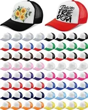 64 Pcs Unisex Sublimation Blank Mesh Trucker Hat 16 Colors Bulk DIY Adjustabl...
