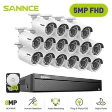 SANNCE 16CH 4K NVR 5MP POE Security IP Camera System 2-Way Audio Human Detection