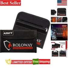 Fireproof Money Bag 5x8 Inches Water Resistant Travel Safe 2 Pack
