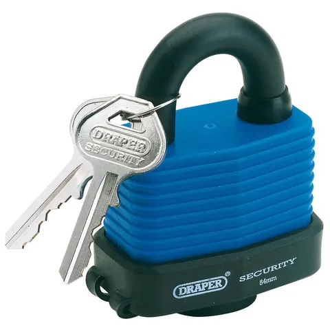 Draper 64178 54mm Waterproof Laminated Steel Lock With 2 Keys
