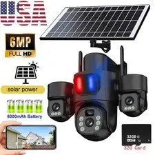 3 LEN Solar Battery Powered Wireless WiFi Outdoor Pan/Tilt Home Security Camera