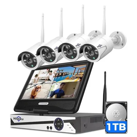 Hiseeu Security Camera System with 10.1'' Monitor 10CH 1TB Hard Drive NVR