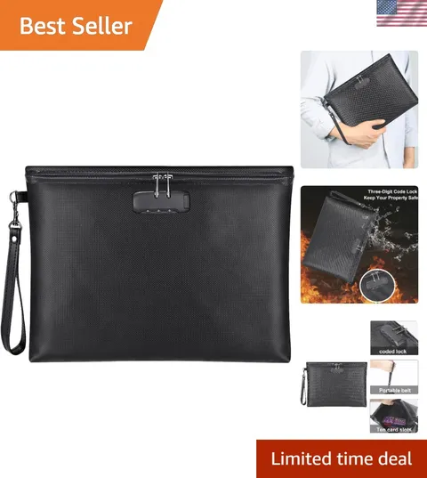 Fireproof Document Bag with Lock,Waterproof Money Pouch,14.3"x10.2" | Zipper ...