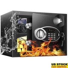Secure Floor Mounted Lock Box Safe W/ LED Light Alarm System Home Office New