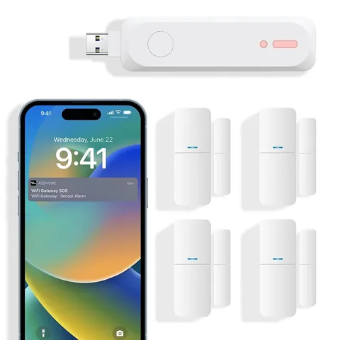 Home Alarm System 5-Piece kit, Door Window Sensors WiFi Slient Alarm System f...