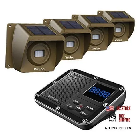 Solar Driveway Alarm Wireless Outside 1800ft Range, Outdoor Motion 1&4-Brown